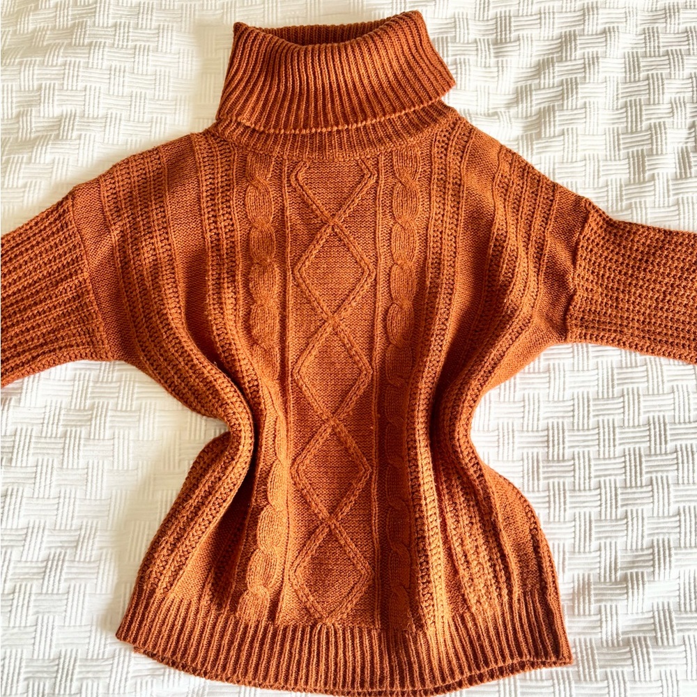 Moral Fiber Turtleneck Cable Knit Sweater